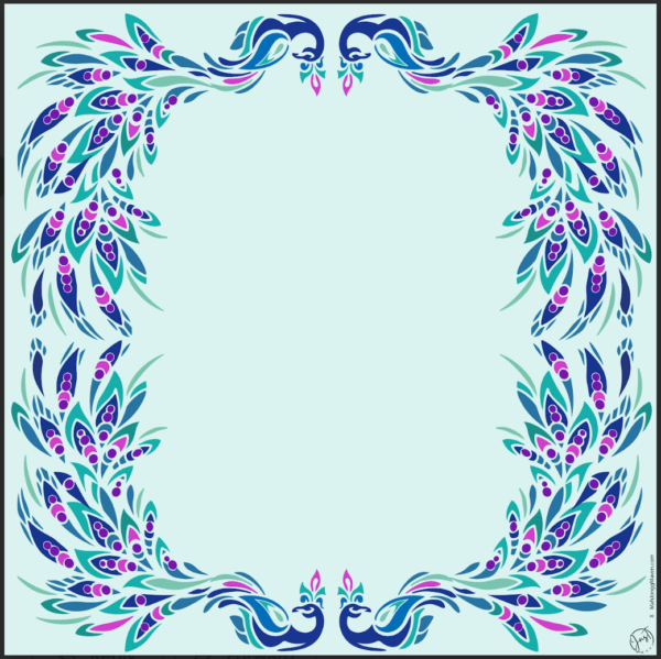 Peacock Design Mah Jongg mat- Light Blue